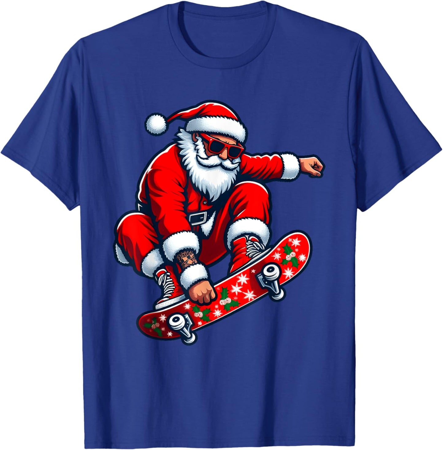 Santa Skateboarding Christmas Pajama Toddler Skateboarders T-Shirt - T-Shirt | Royal