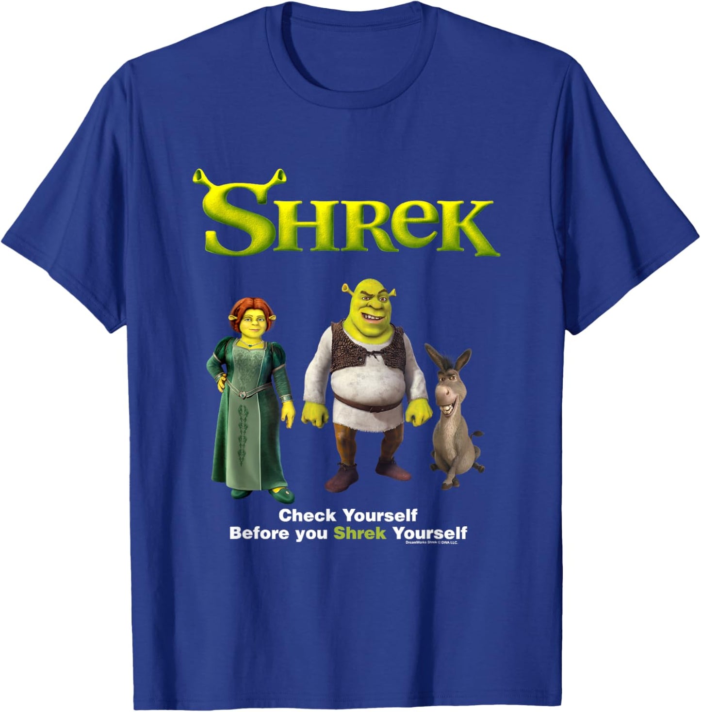 Shrek Check Yourself Before You Shrek Yourself Chest Logo T-Shirt - T-Shirt | Royal