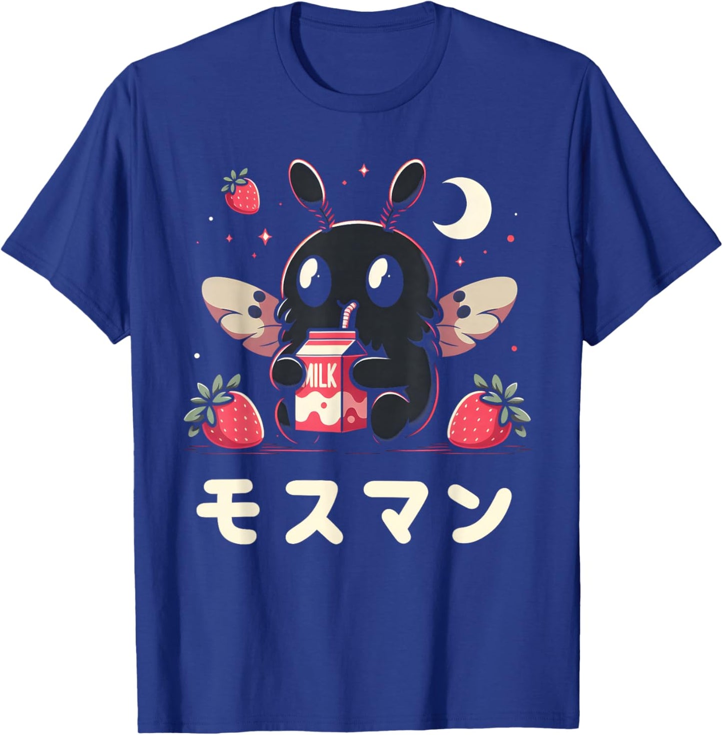 Kawaii Mothman Drinking Strawberry Milkshake T-Shirt - T-Shirt | Royal