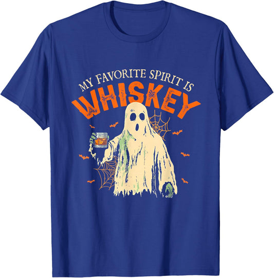 My Favorite Spirit Is Whiskey Funny Ghost Halloween Costume T-Shirt - T-Shirt | Royal