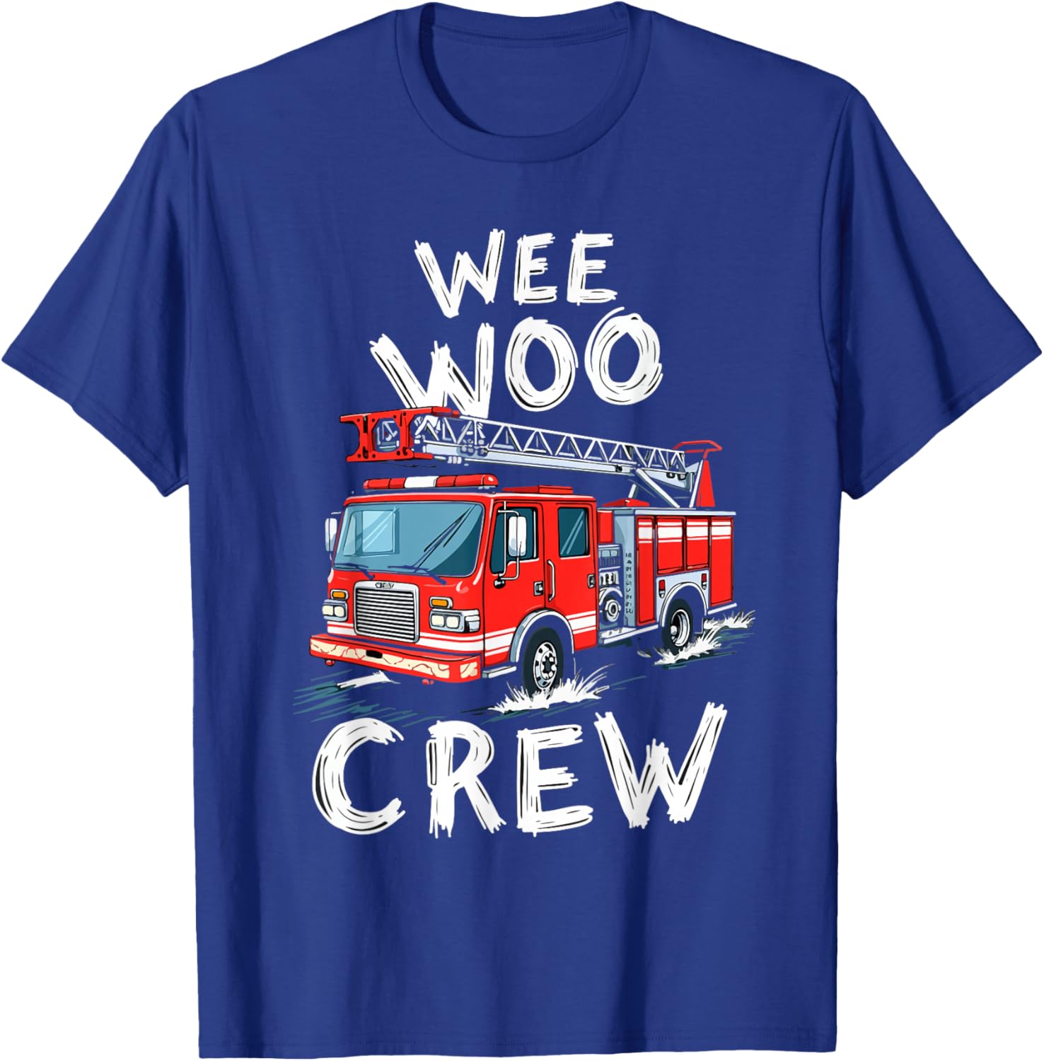 Funny Fire Truck Wee Woo Crew Firetruck Lover Men Women Kids T-Shirt - T-Shirt | Royal