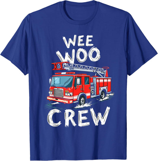 Funny Fire Truck Wee Woo Crew Firetruck Lover Men Women Kids T-Shirt - T-Shirt | Royal