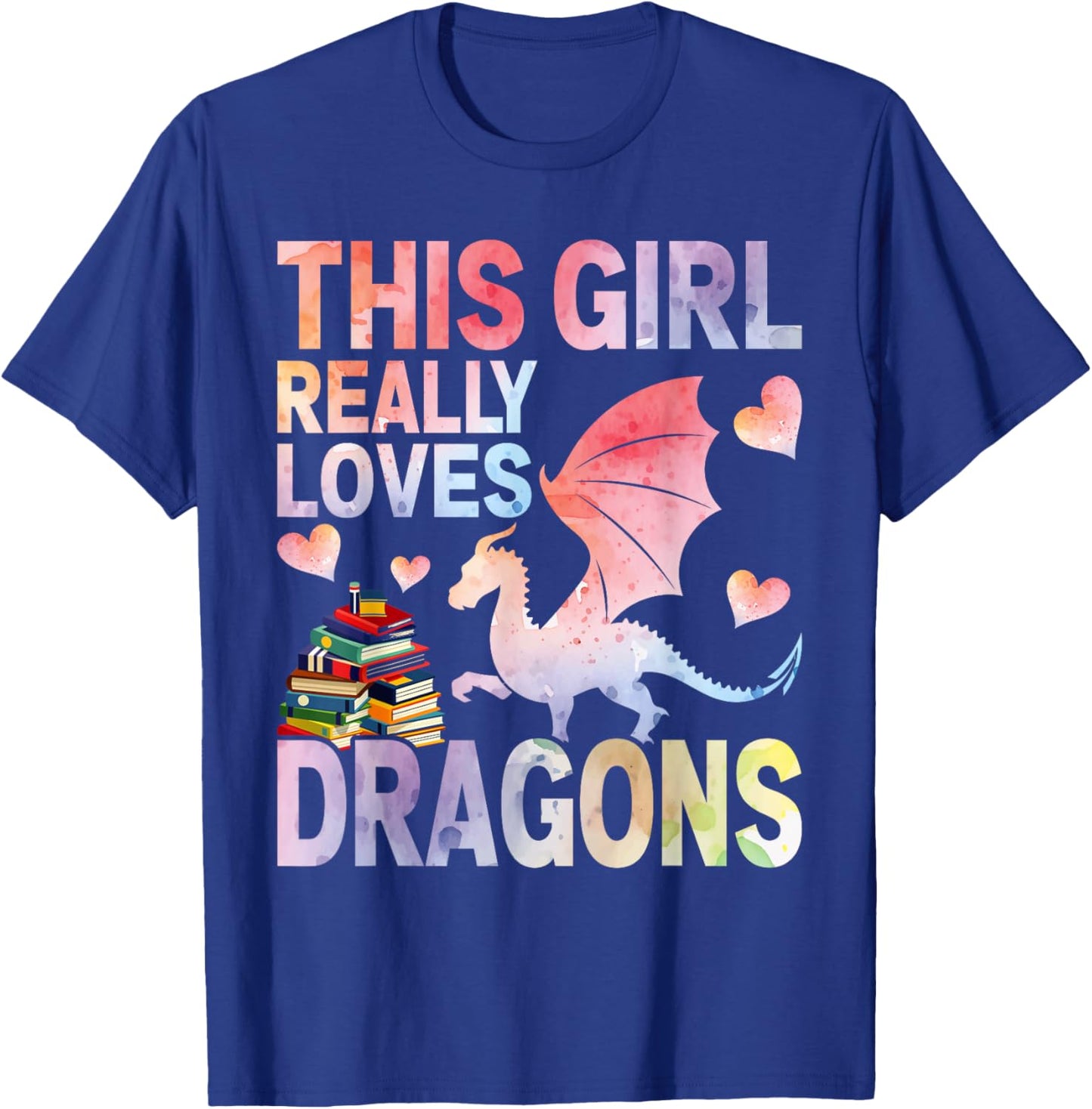 Cute Dragon Girl Loves Dragons Wings Fantasy Fire Dragon T-Shirt - T-Shirt | Royal