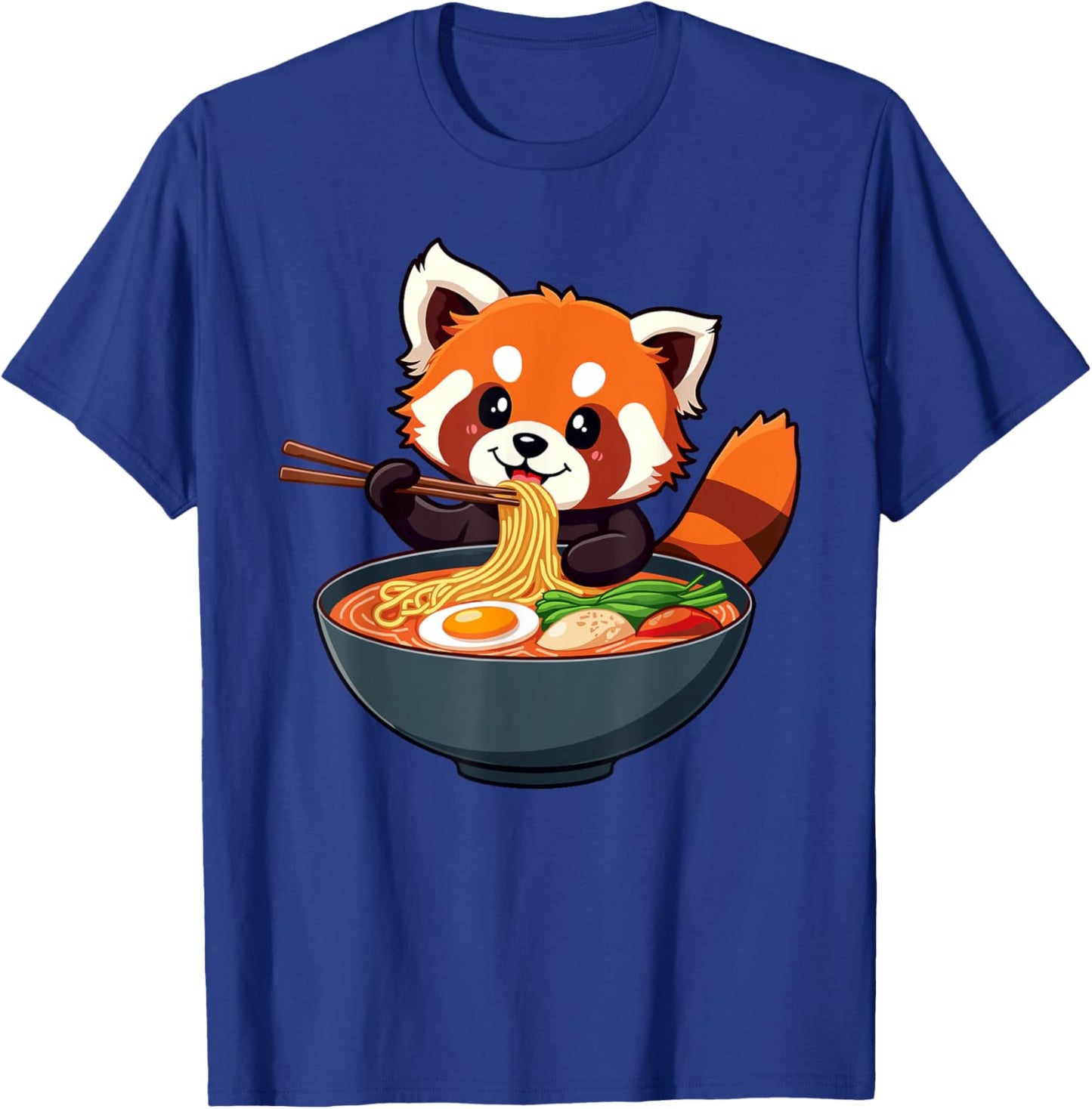 Cute Adorable Red Panda Eating Ramen Noodle Bowl T-Shirt - T-Shirt | Royal