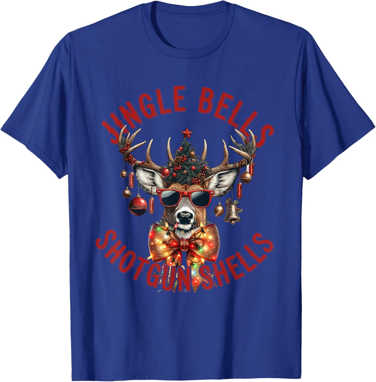 Jingle Bells Shotgun Shells, Christmas Deer hunt Hunting T-Shirt - T-Shirt | Royal