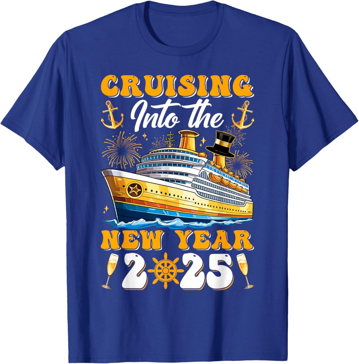 Cruising Into The New Year 2025 Cruise New Years Eve Party T-Shirt - T-Shirt | Royal