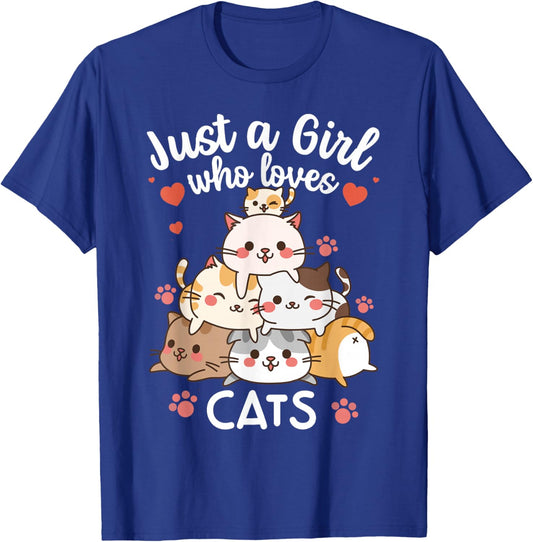 Cat Cute Kitty Cats Anime Kawaii Kitten Neko Women Girls T-Shirt - T-Shirt | Royal
