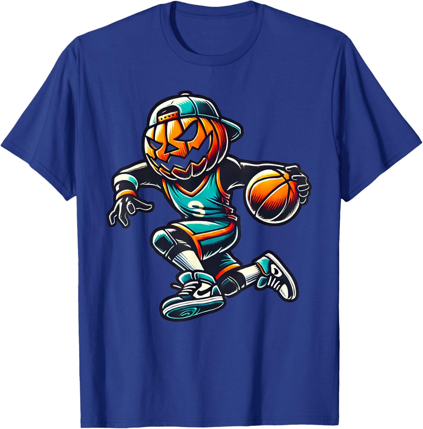 Jack O Lantern Basketball Sport Team Pumpkin Funny Halloween T-Shirt - T-Shirt | Royal