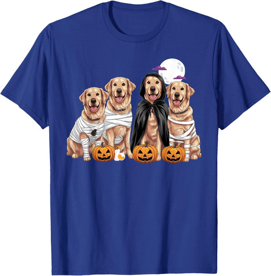 Farmhouse Halloween Golden Retriever Ghost Dogs Lover Fall T-Shirt - T-Shirt | Royal