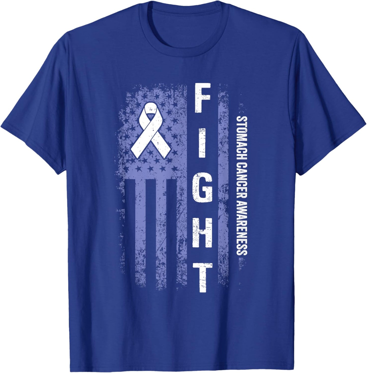 Stomach Cancer Awareness American Flag Stomach Cancer T-Shirt - T-Shirt | Royal