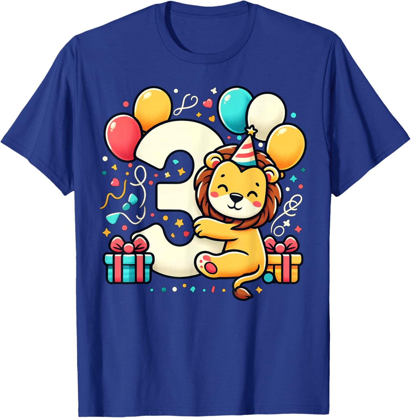 Kids Lion Theme third Bday Party 3rd Lion Birthday T-Shirt - T-Shirt | Royal