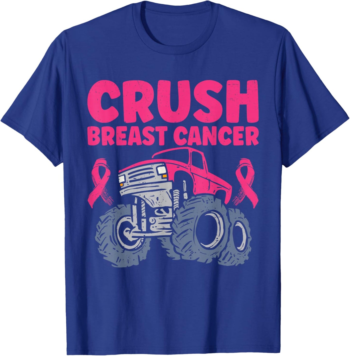 Crush Breast Cancer Awareness Truck pink Women Men Boys T-Shirt - T-Shirt | Royal