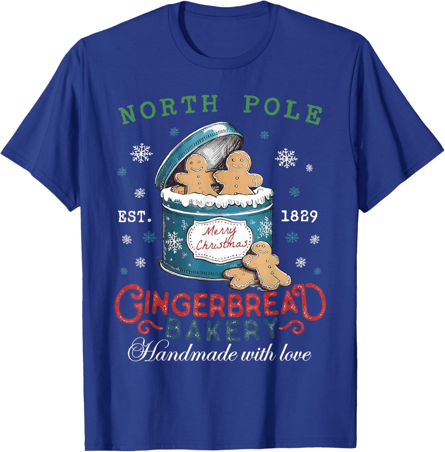 North Pole Gingerbread Bakery Baking Spirits Bright Xmas T-Shirt - T-Shirt | Royal
