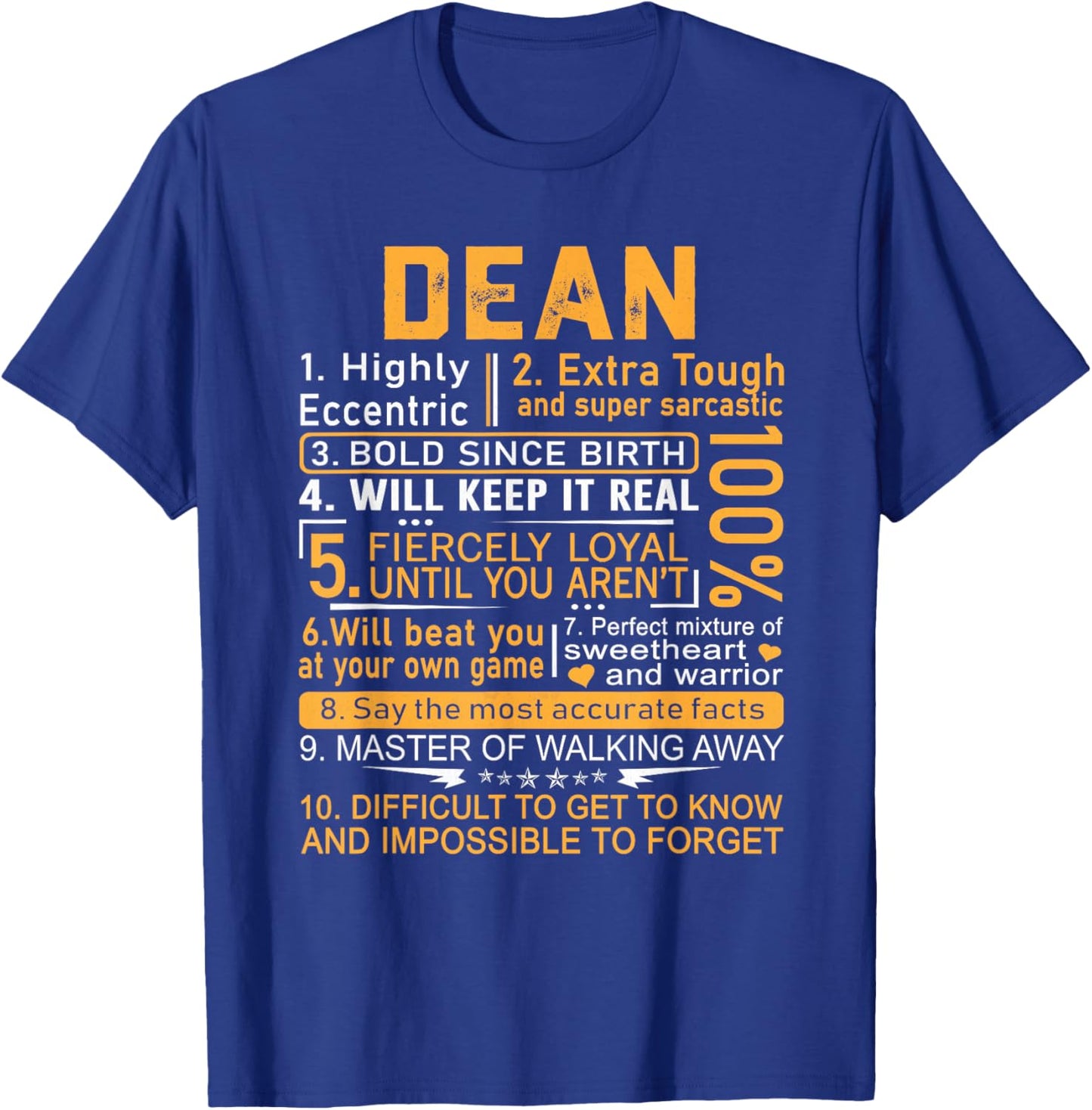 Dean Name Shirt Personalized Dean First Name T-Shirt - T-Shirt | Royal