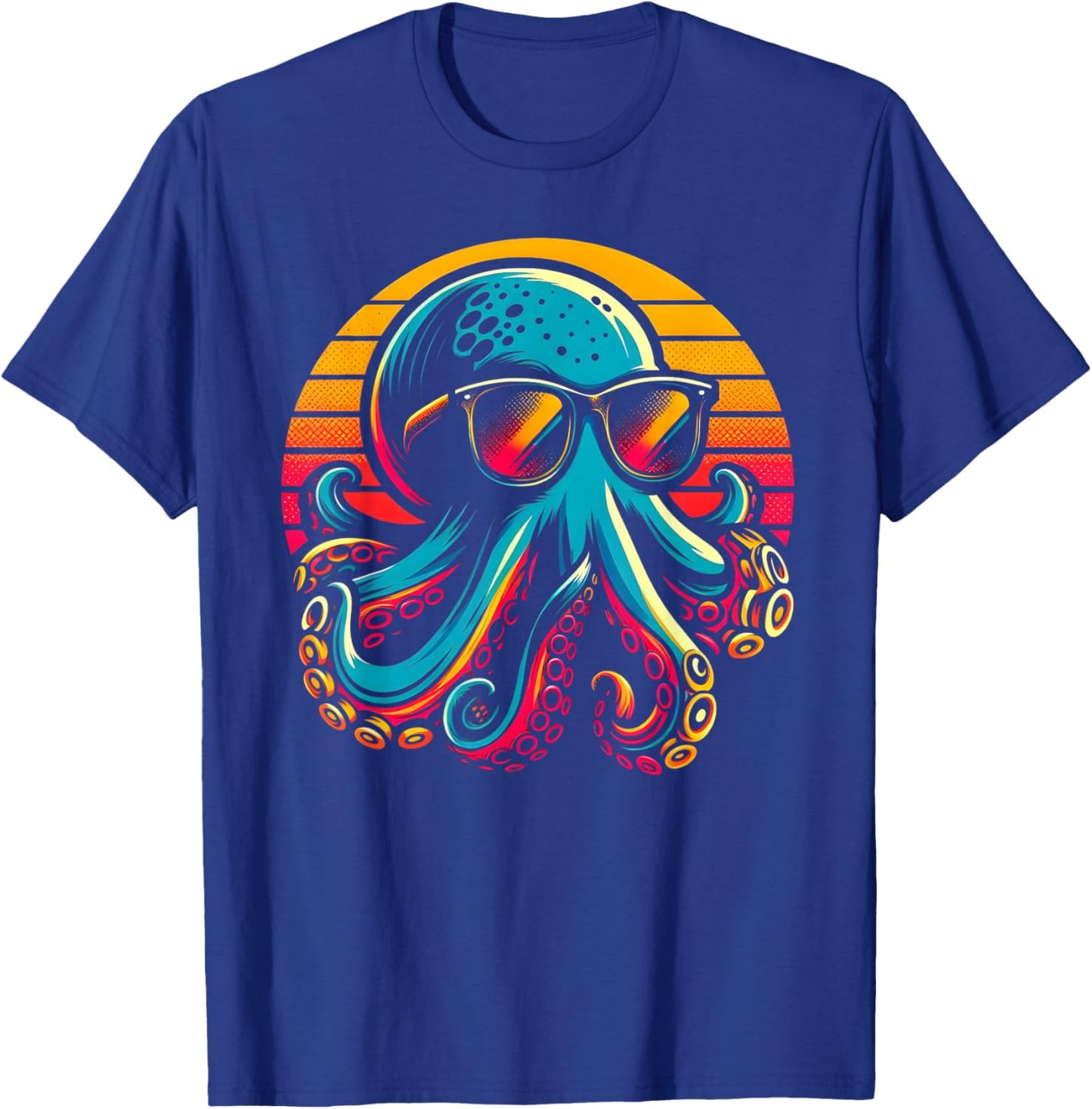 Cool Octopus Kraken With Sunglasses Men Women Kids Vintage T-Shirt - T-Shirt | Royal