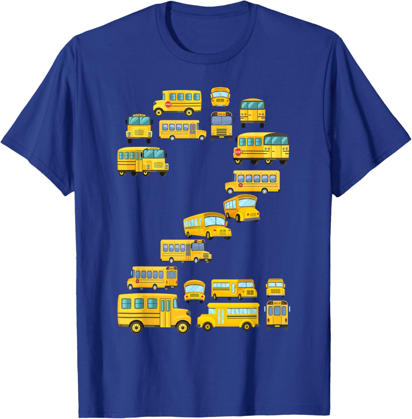 Cool 2 Birthday School Bus 2nd Bday Party 2 Years Old T-Shirt - T-Shirt | Royal