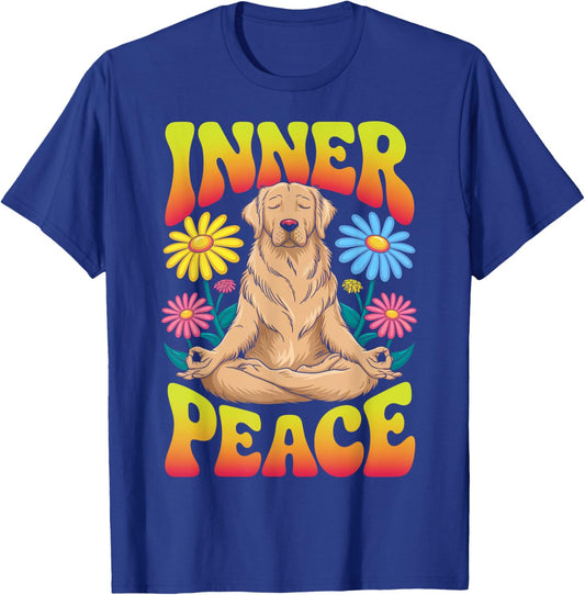 Golden Retriever Funny Dog Meditation Yoga Floral T-Shirt - T-Shirt | Royal