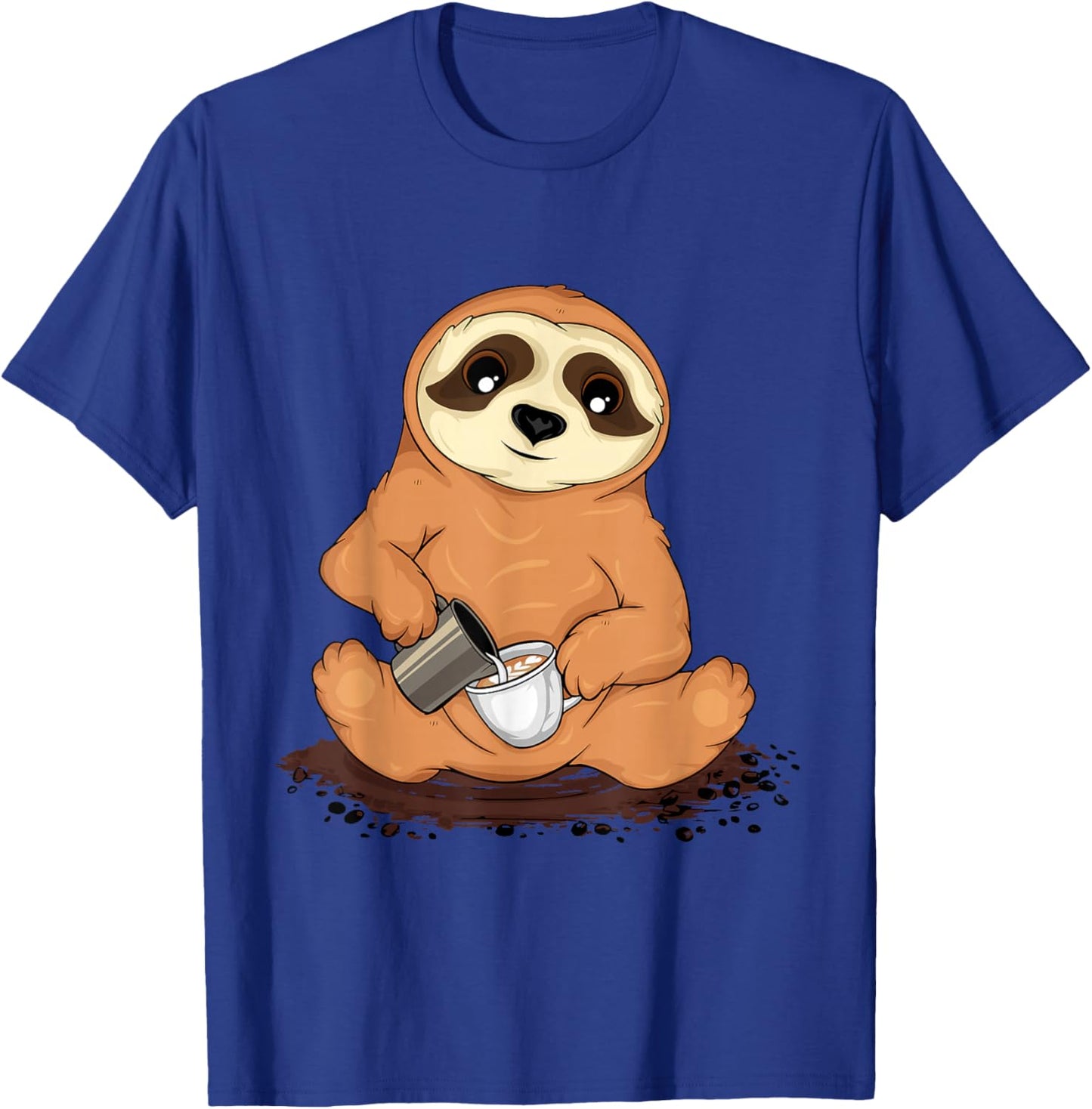 Cute Sloth Pours Latte Art Coffee Lover Barista T-Shirt - T-Shirt | Royal