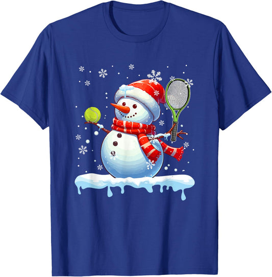Snowman Playing Tennis Christmas Player Fan Lover Kids T-Shirt - T-Shirt | Royal