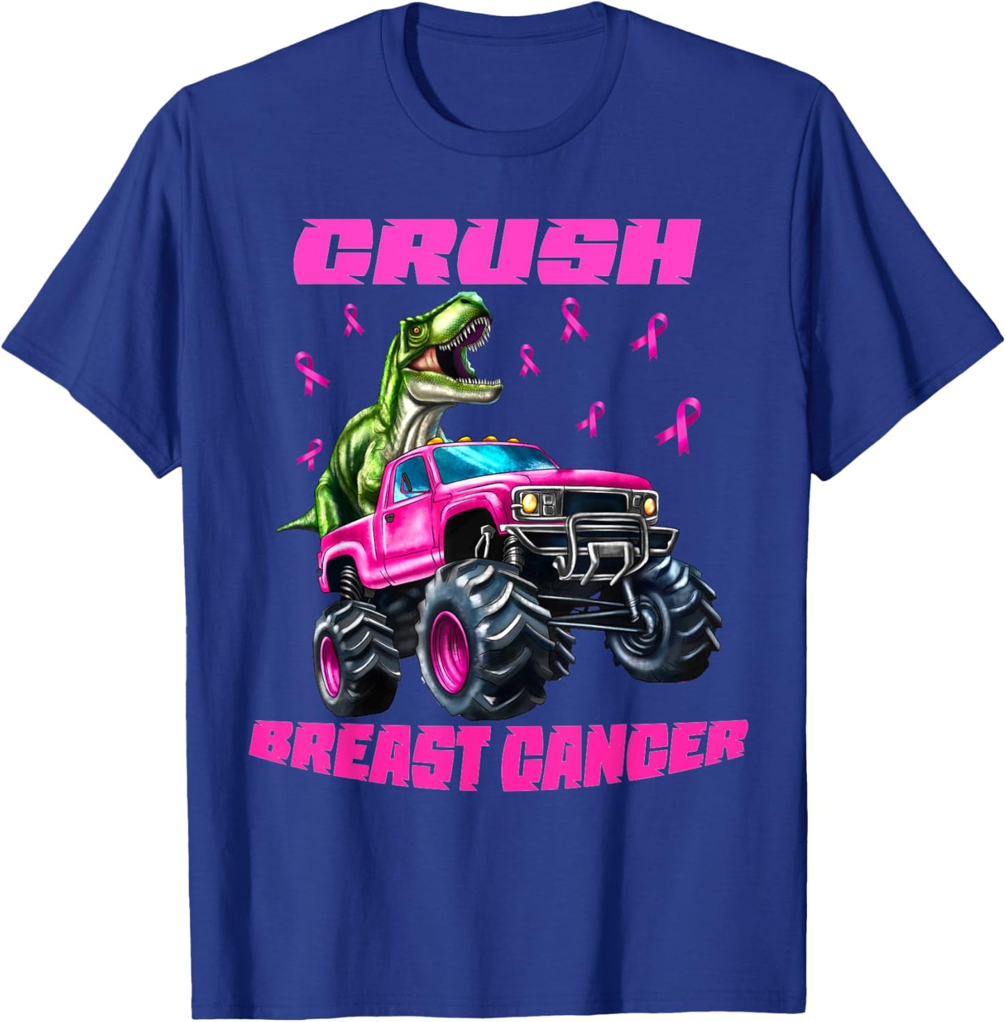 Crush Breast Cancer Monster Truck Wear Pink T-Shirt - T-Shirt | Royal