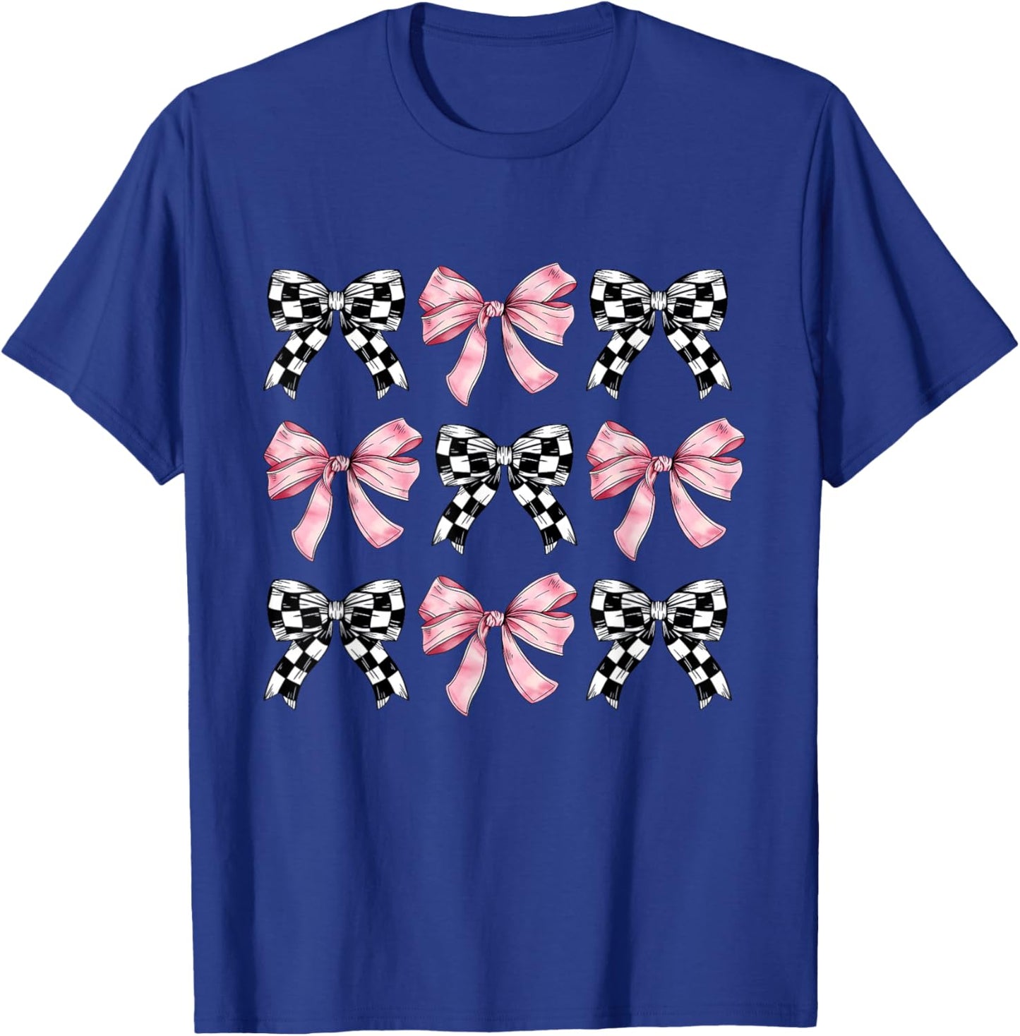 Pink Bows Cute Coquette Checkered Bow y2k Girl Aesthetic T-Shirt - T-Shirt | Royal