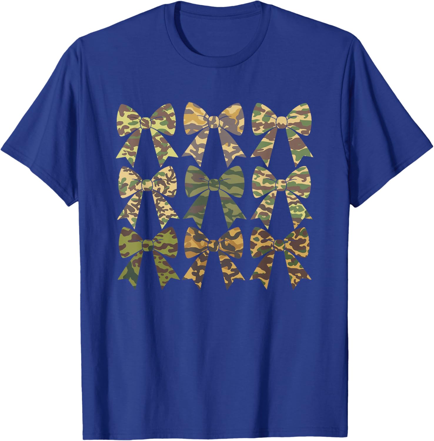 Camouflage Old Camo Bow Camo Coquette Bow Hunting Women Girl T-Shirt - T-Shirt | Royal