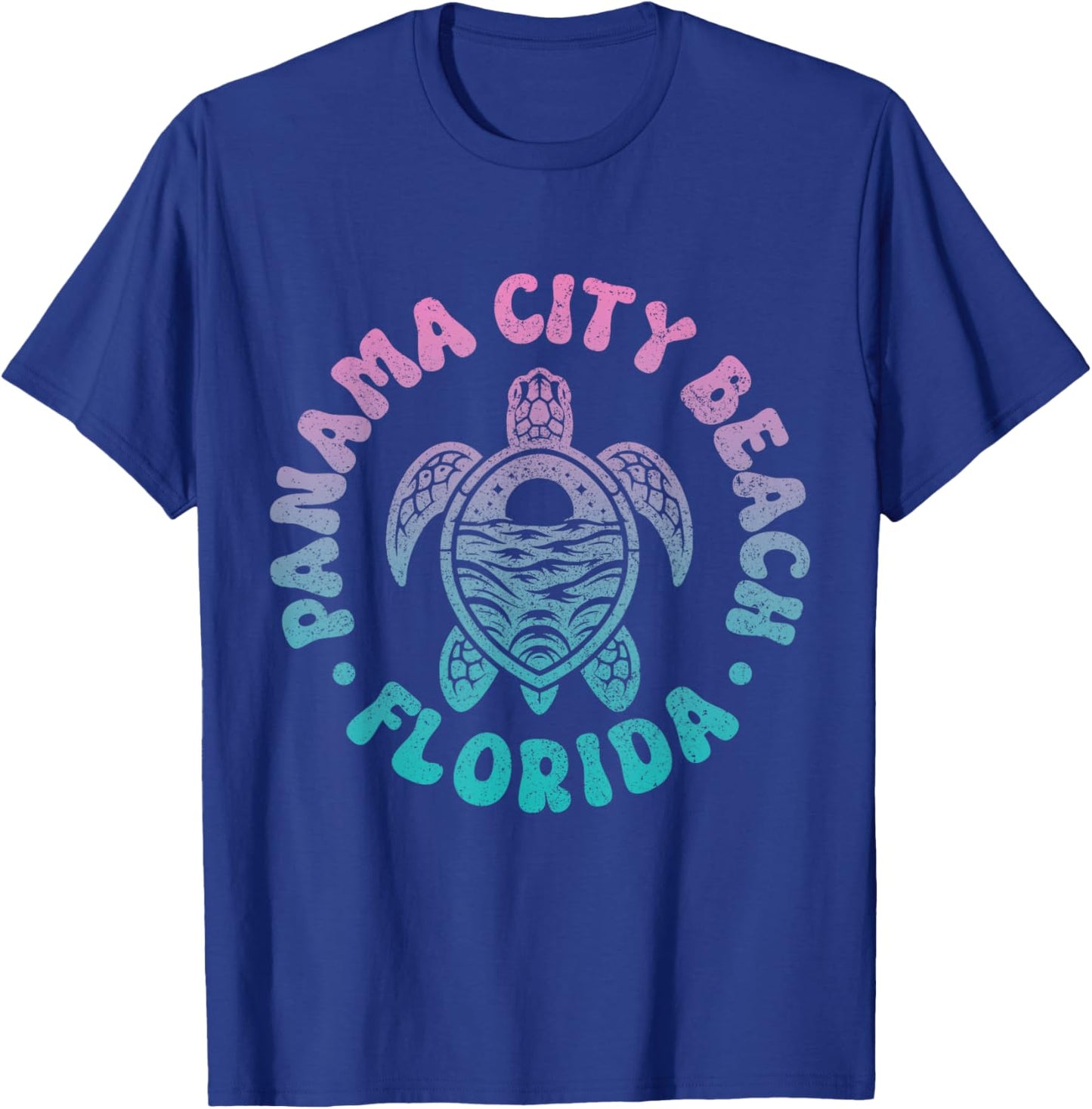Panama City Beach Florida Sea Turtle Surfer Souvenir Retro T-Shirt - T-Shirt | Royal