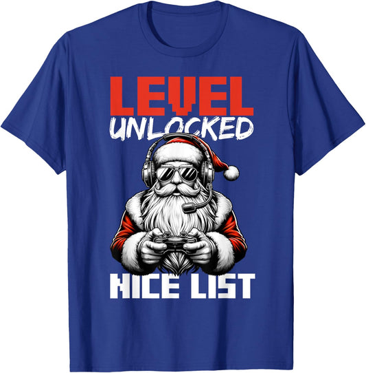 Christmas Gamer Boys Nice List Video Game Santa Xmas T-Shirt - T-Shirt | Royal