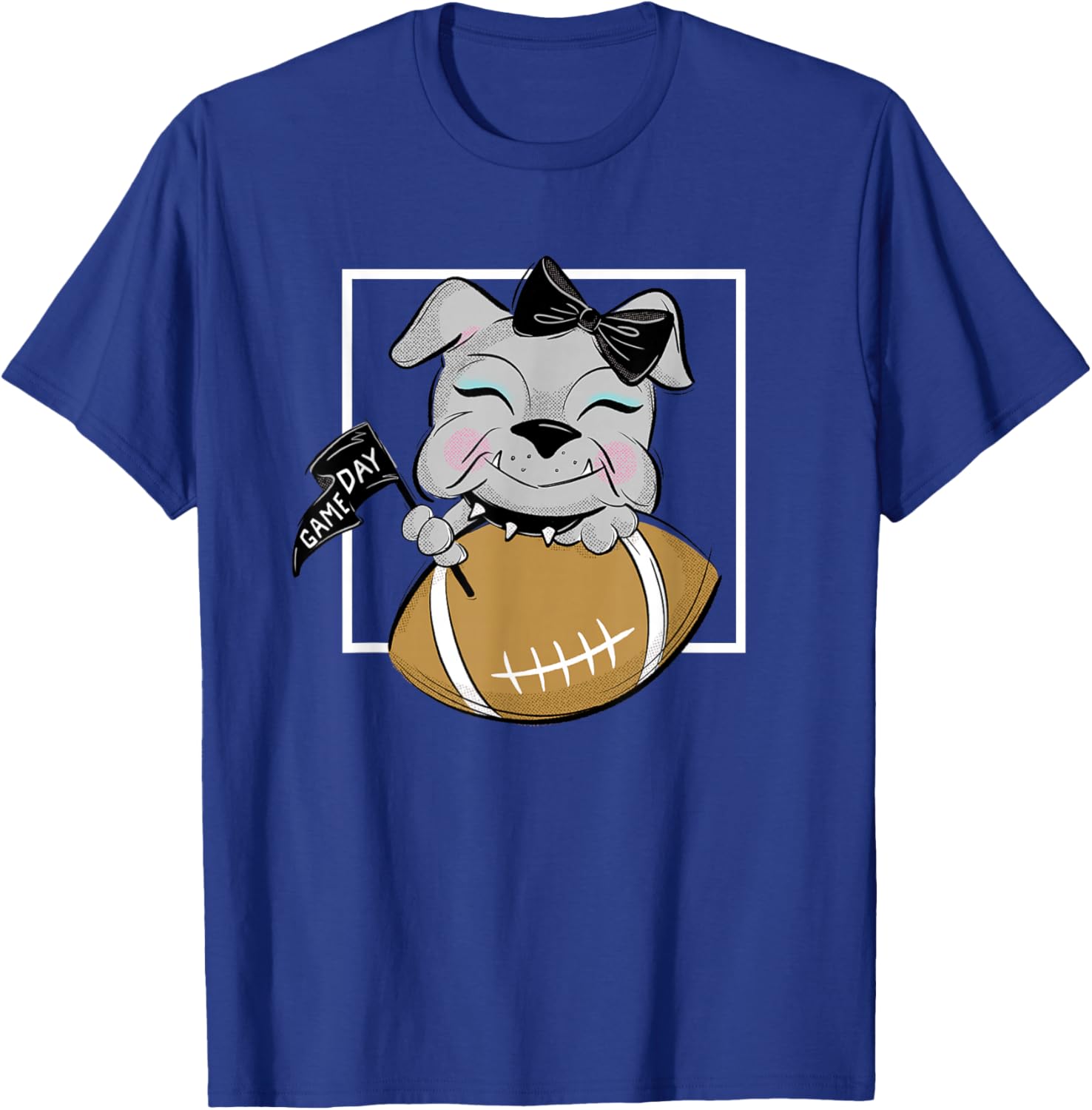 Cute Game Day Bulldog Women and Girls Football T-Shirt - T-Shirt | Royal