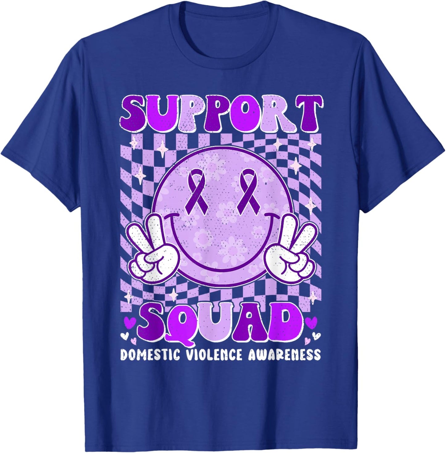 Groovy Domestic Violence Awareness Men Women Support Squad T-Shirt - T-Shirt | Royal