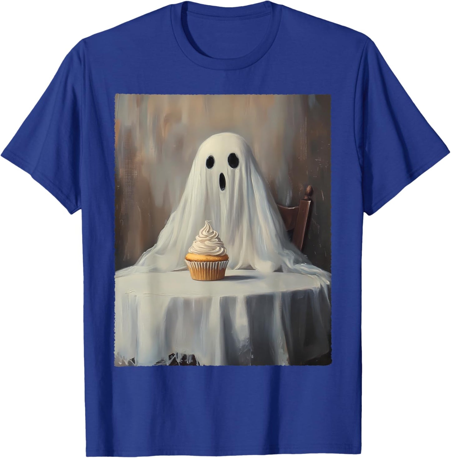 Halloween Costume Spooky Ghost Eating Cupcake Funny Cake T-Shirt - T-Shirt | Royal