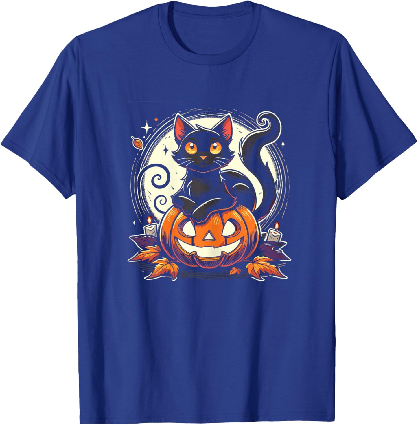 Black Halloween Cat Shirt Retro Fall Costume T-Shirt - T-Shirt | Royal