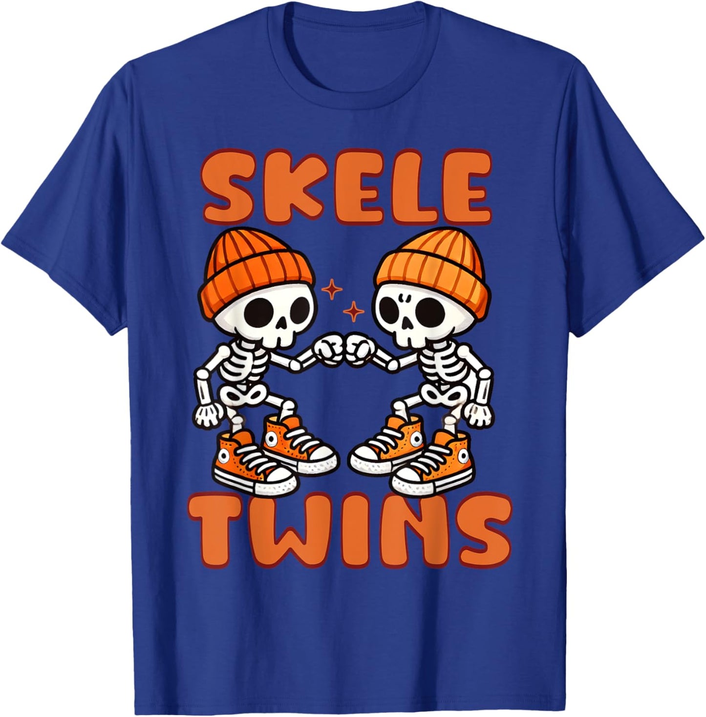 Twin Boys Twinning Halloween Best Friend Matching Skeleton T-Shirt - T-Shirt | Royal