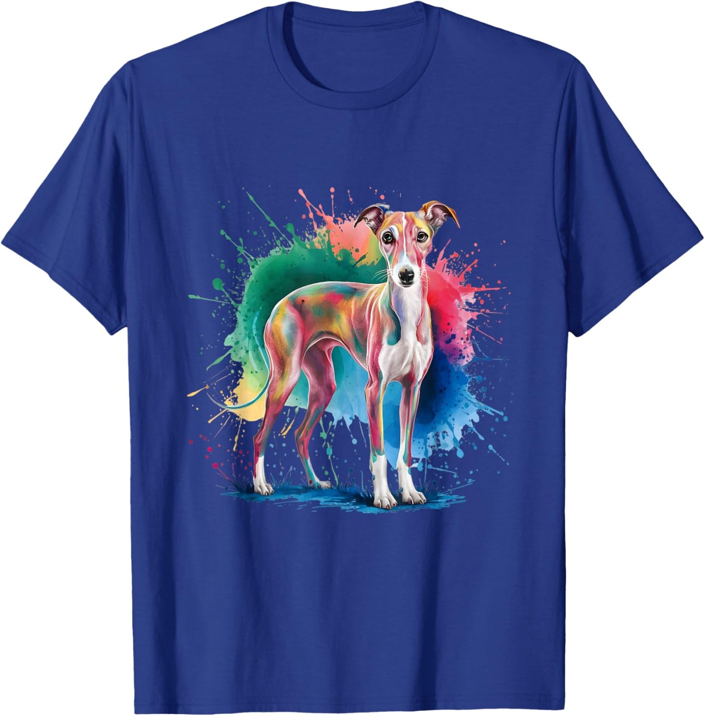 Men Woman Colorful Watercolor Whippet T-Shirt - T-Shirt | Royal
