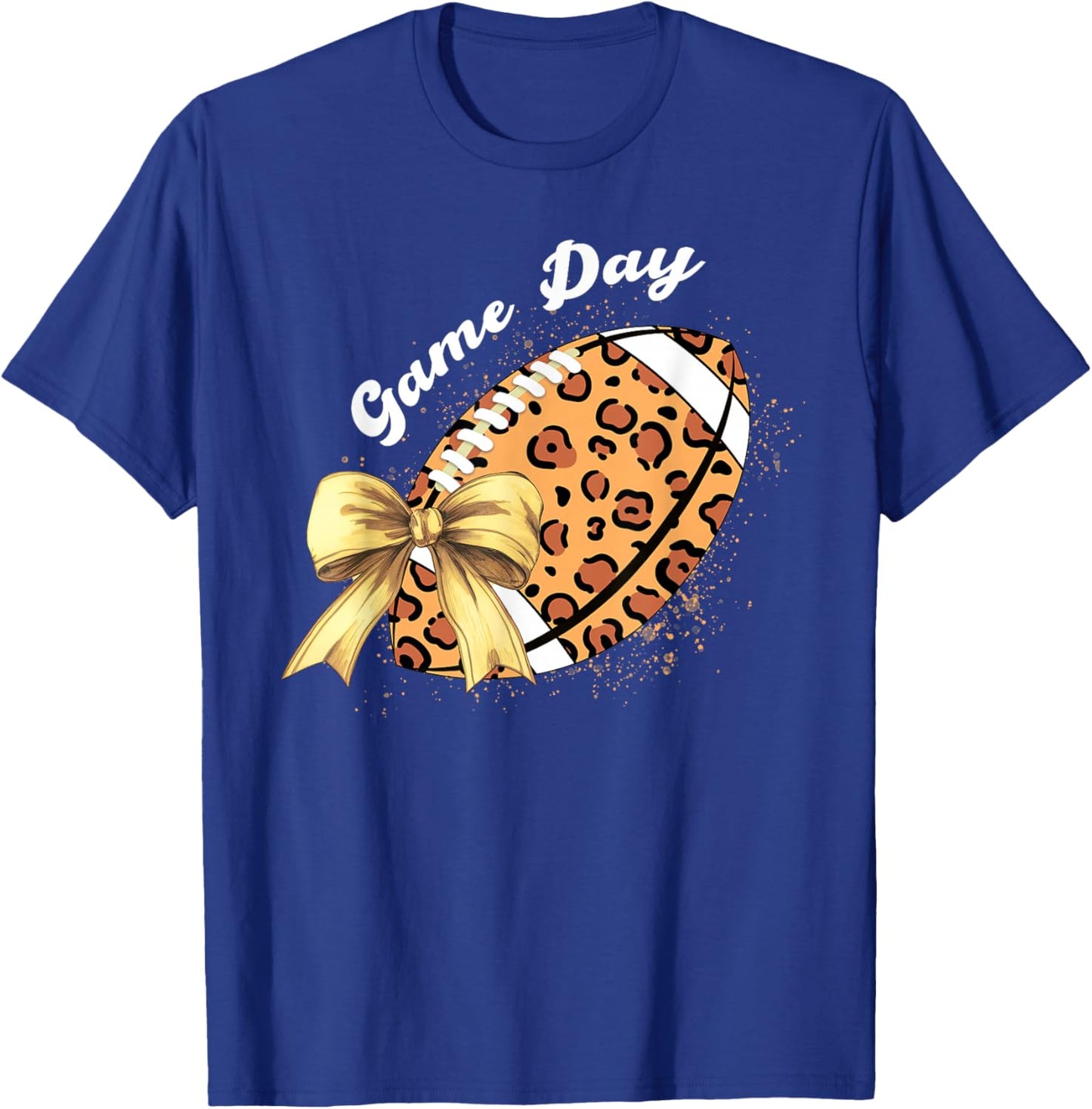 Vintage Game Day Leopard American Football Season Women Girl T-Shirt - T-Shirt | Royal