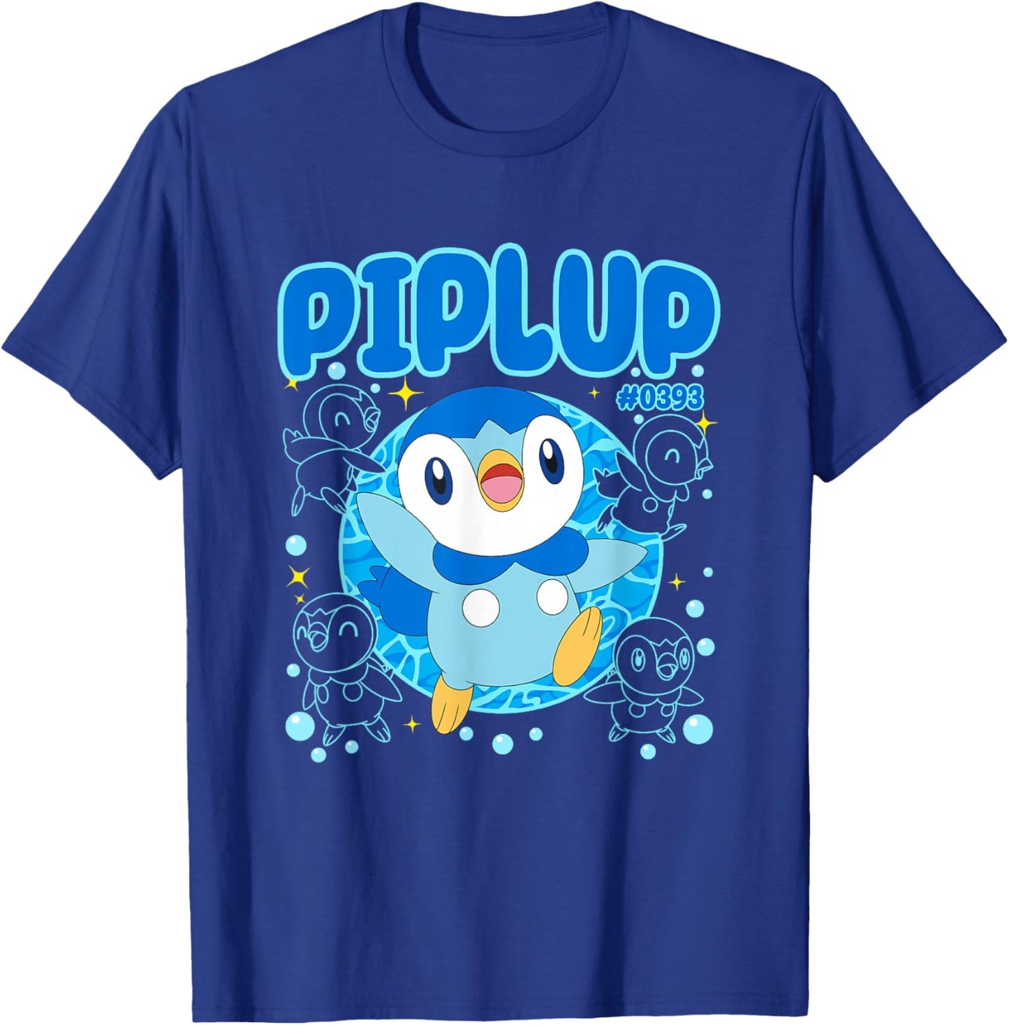 Pokémon Cute Happy Piplup #0393 Collage Big Chest Poster T-Shirt - T-Shirt | Royal