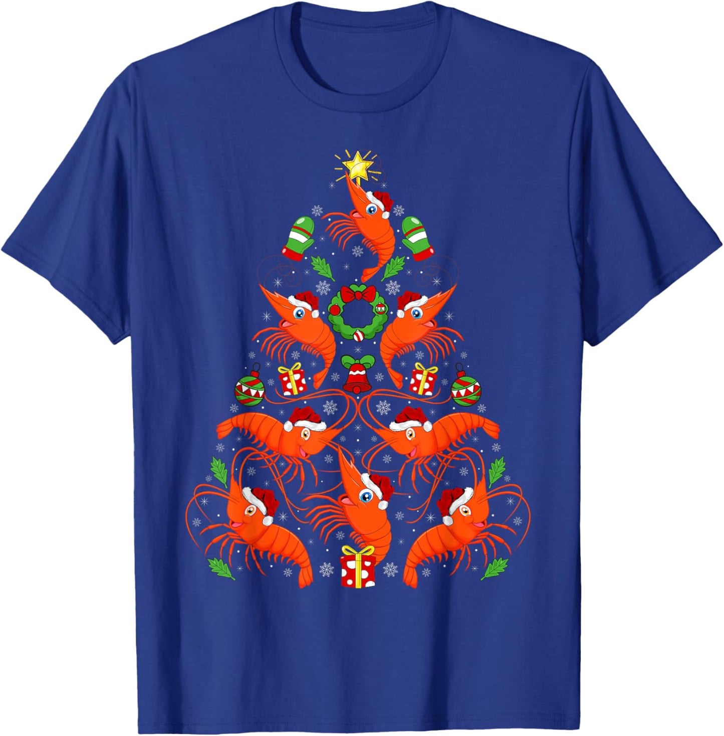 Shrimp Xmas Decoration Santa Hat Shrimp Christmas Tree T-Shirt - T-Shirt | Royal