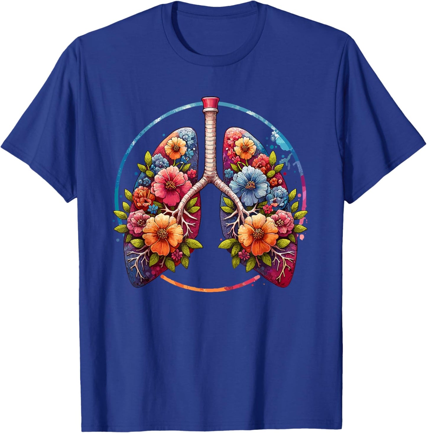 Floral Lung Respiratory Therapist T-Shirt - T-Shirt | Royal