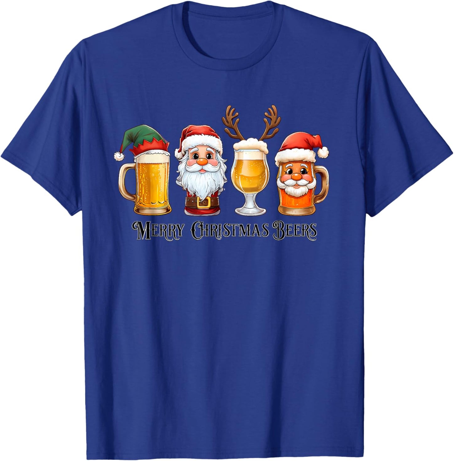 Christmas Drinking Merry Christmas Santa Beer T-Shirt - T-Shirt | Royal