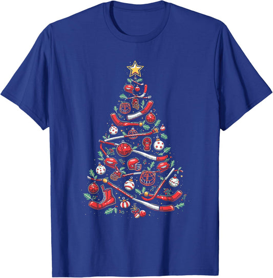 Hockey Christmas Tree T-Shirt - T-Shirt | Royal