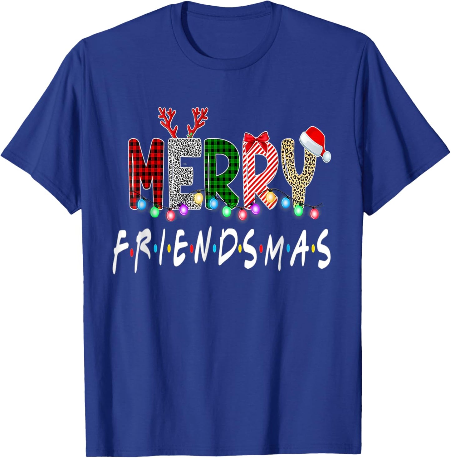 Merry Friendsmas Friends Christmas Matching Xmas Gifts Black T-Shirt - T-Shirt | Royal