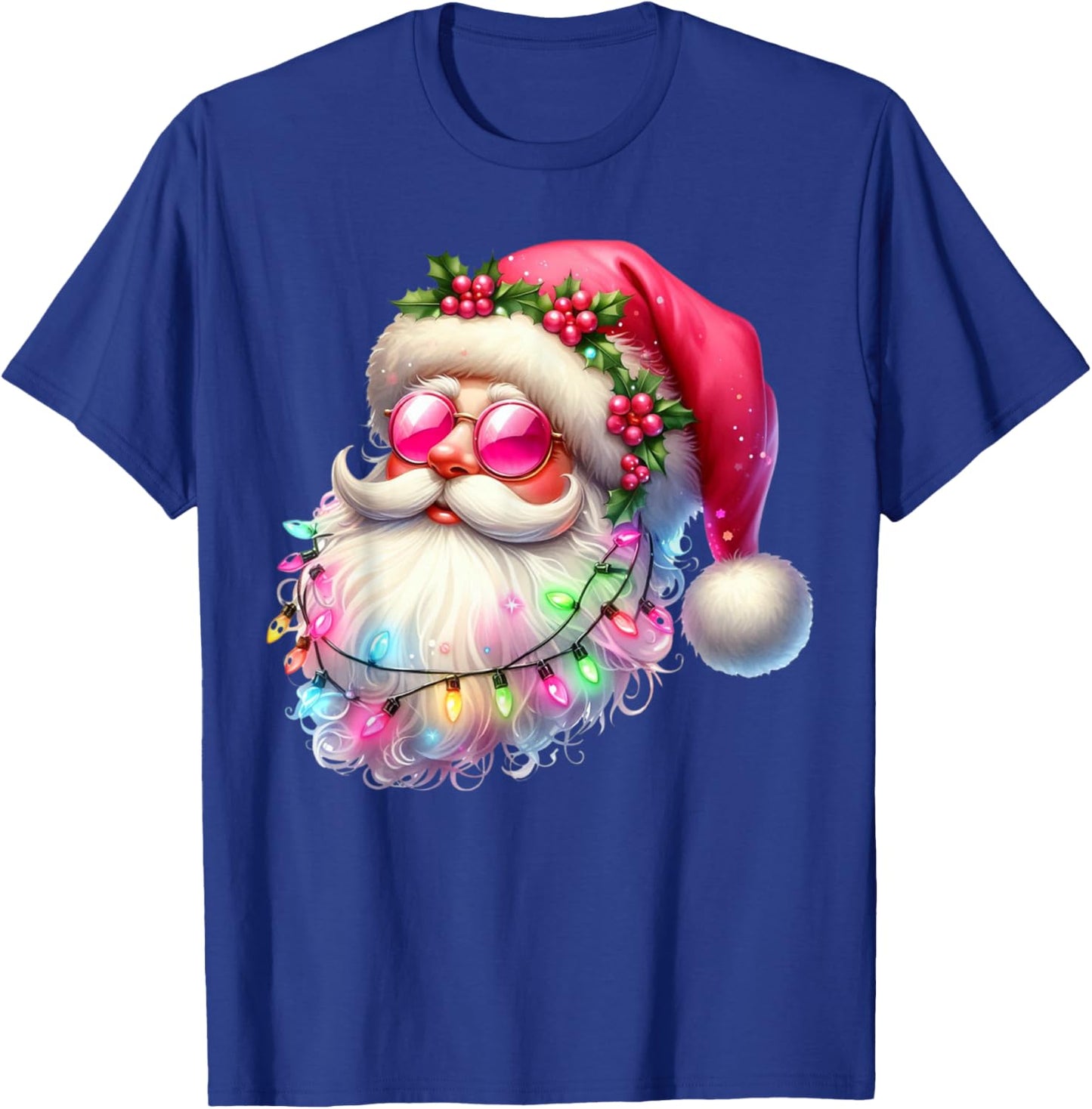 Santa Claus Pink Christmas Face Old Xmas Vintage Pink Santa T-Shirt - T-Shirt | Royal