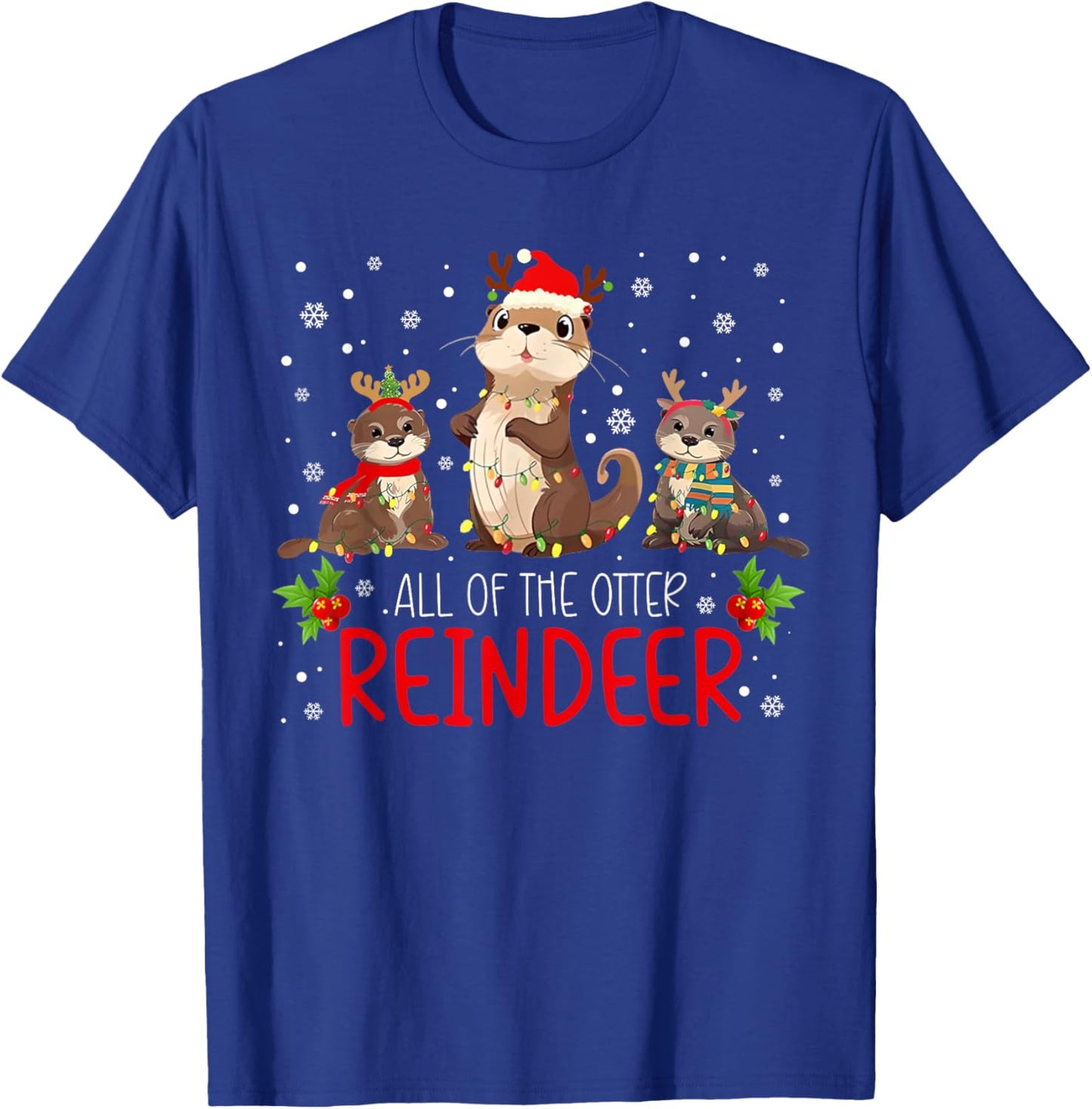 All Of The Otter Reindeer Funny Christmas PJ Other Reindeers T-Shirt - T-Shirt | Royal