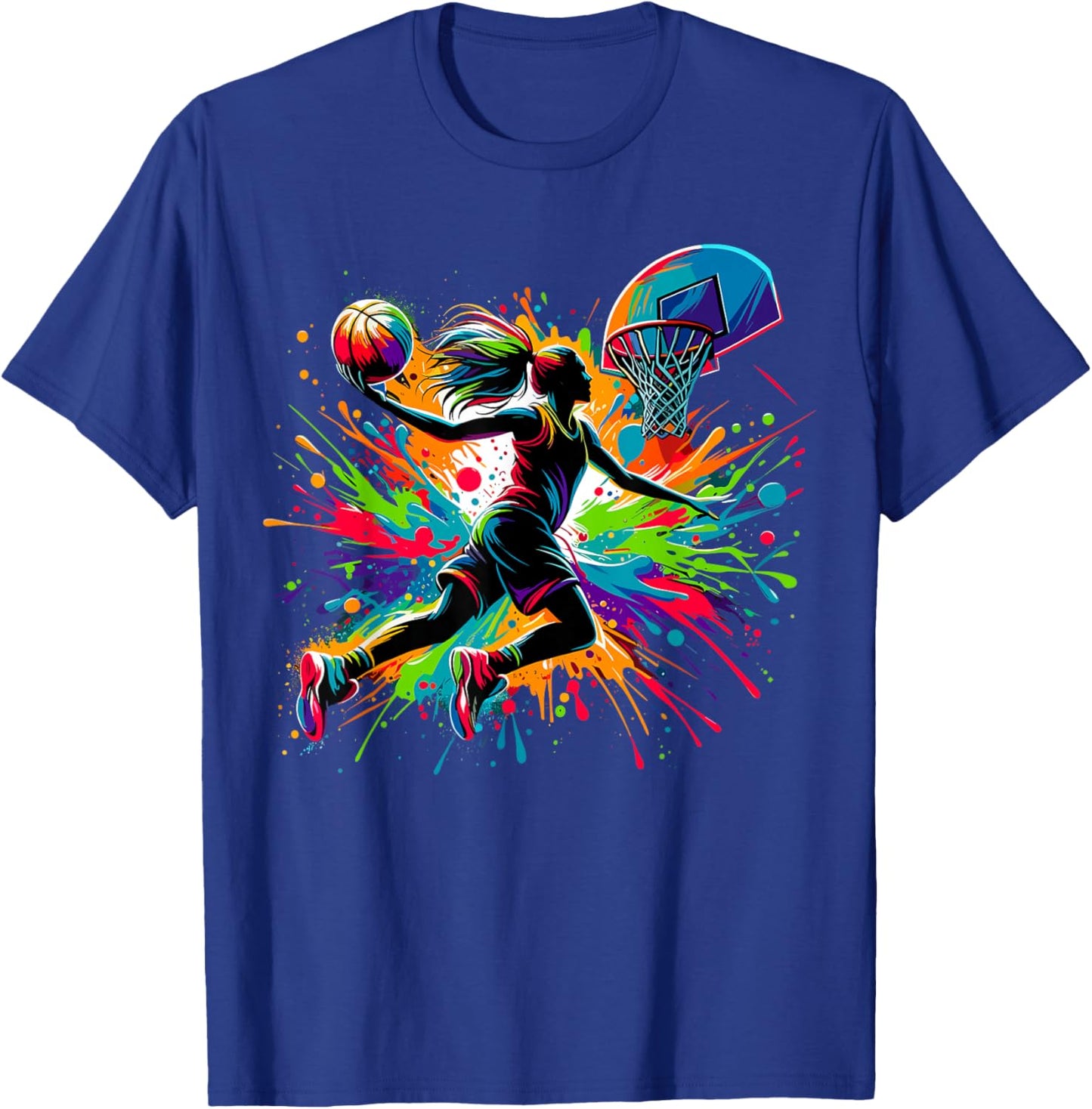 Basketball Girl Graffiti Colourful T-Shirt - T-Shirt | Royal