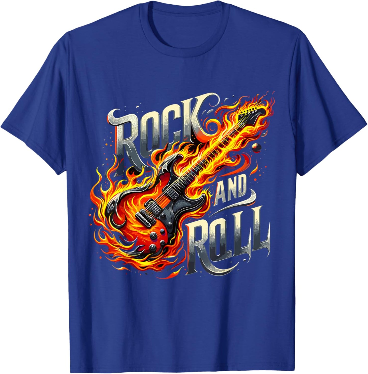 Rock and Roll Electric Guitar Band Guitarist Lets Rock T-Shirt - T-Shirt | Royal