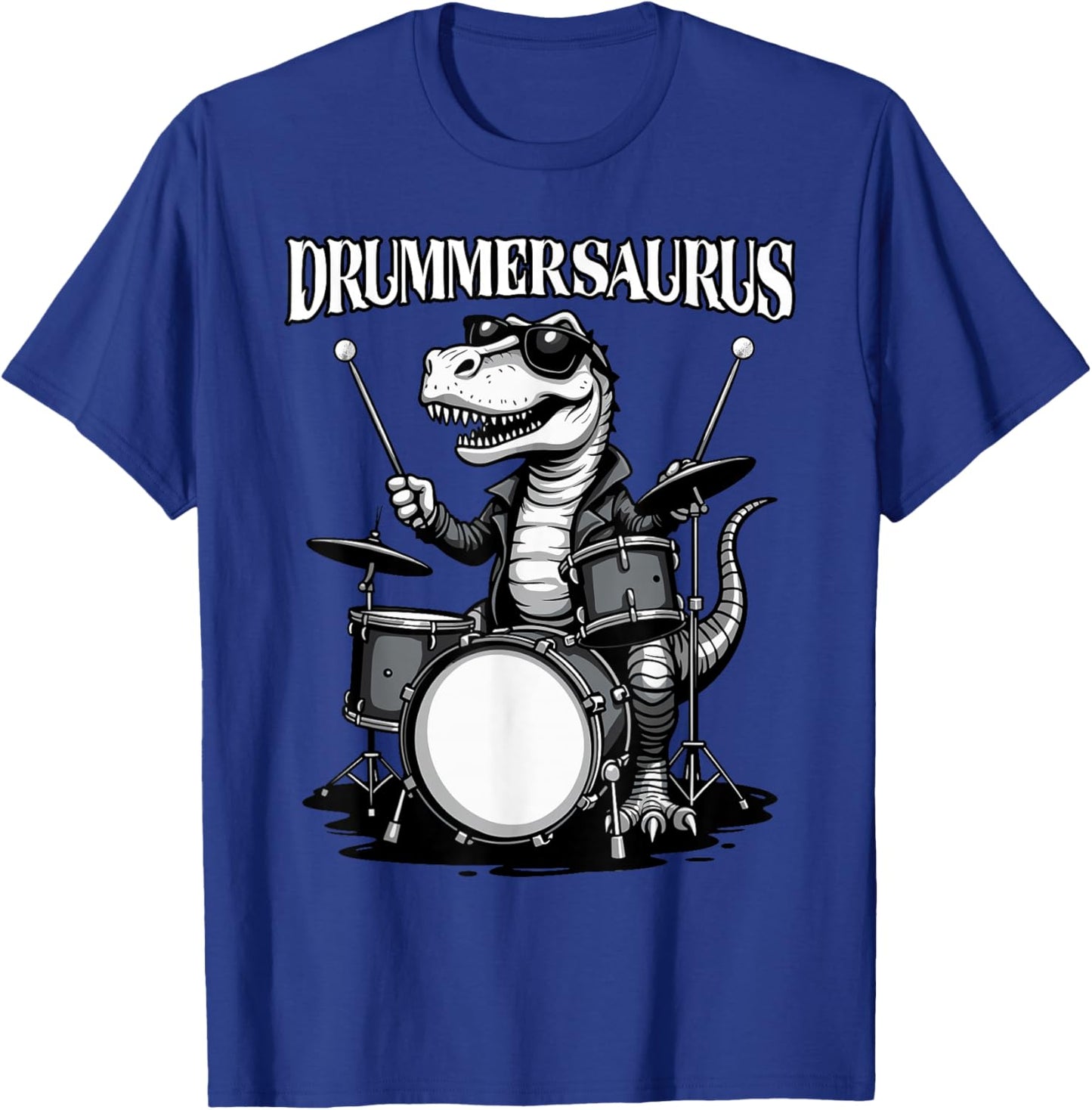 Drummer Men, Drums | Funny Dinosaur, Musician, Drummersaurus T-Shirt - T-Shirt | Royal