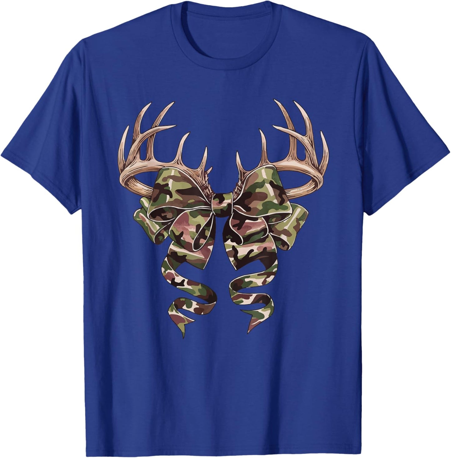 Coquette Camo Bow Camouflage Antlers Hunting Duck Women Girl T-Shirt - T-Shirt | Royal