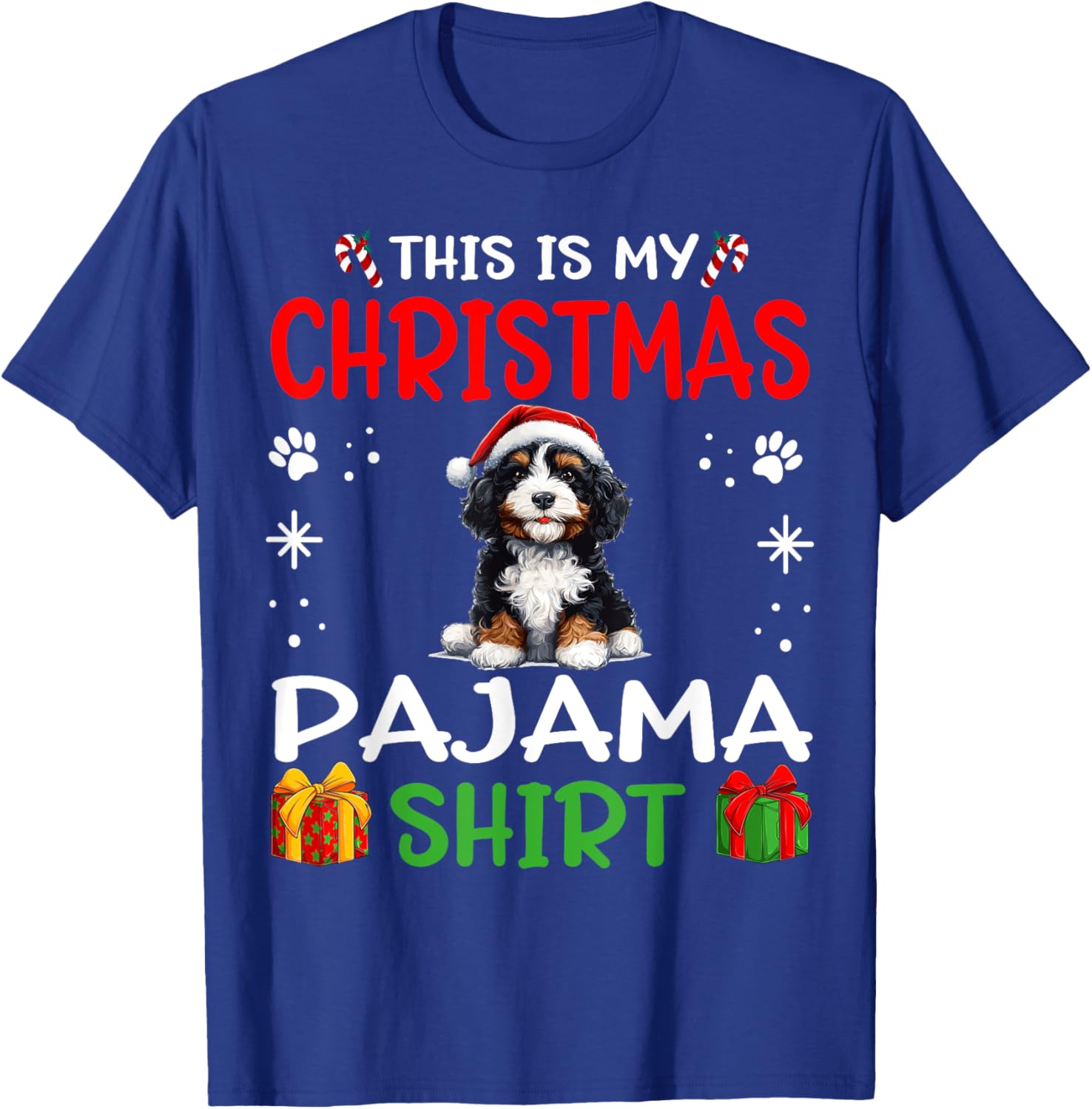 Bernedoodle Dog Nightgown Pajama This is my Christmas Pajama Women Kids T-Shirt - T-Shirt | Royal