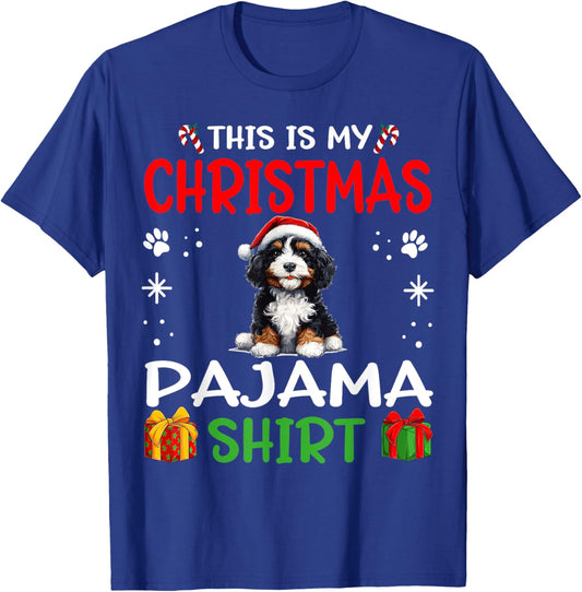 Bernedoodle Dog Nightgown Pajama This is my Christmas Pajama Women Kids T-Shirt - T-Shirt | Royal