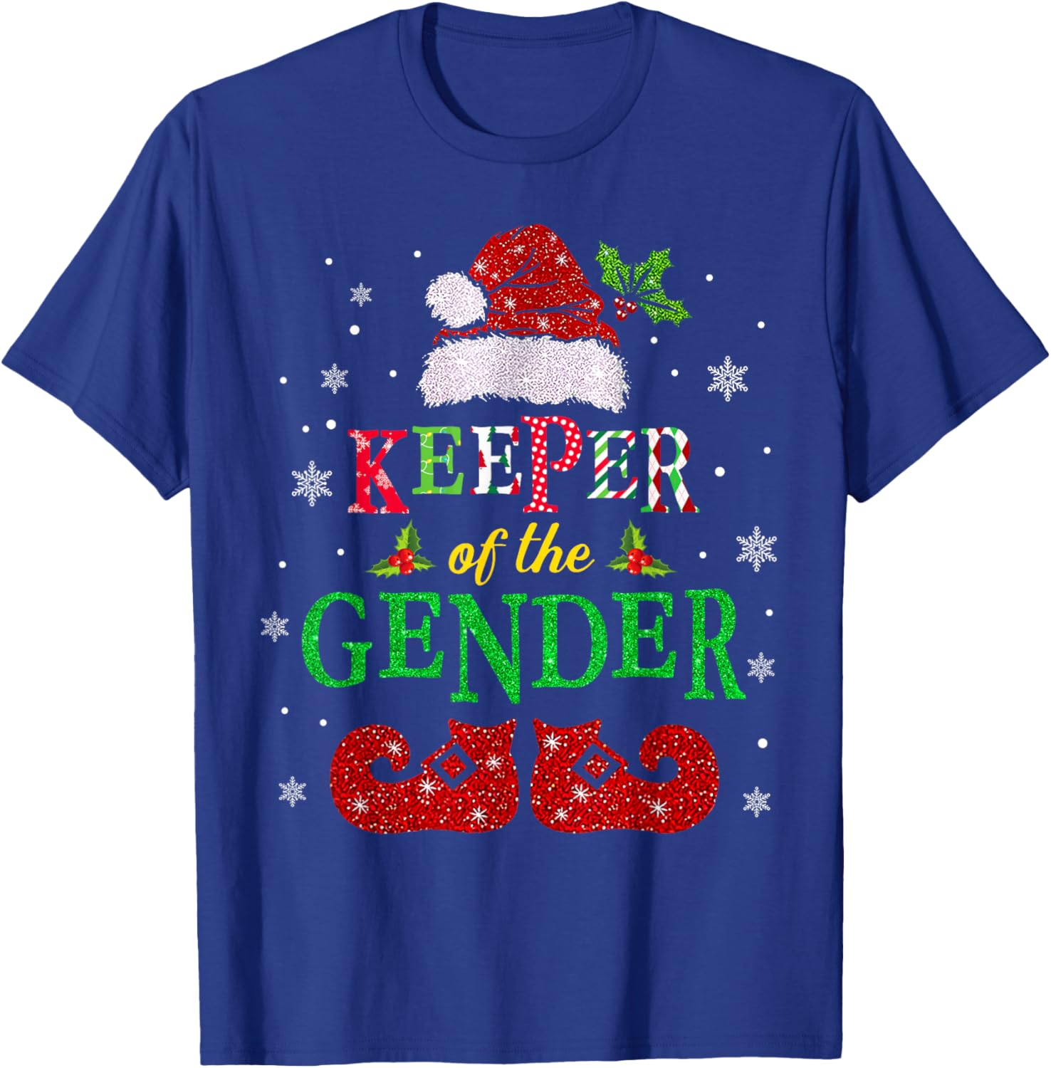Keeper Of The Gender Christmas Gender Reveal Announcement T-Shirt - T-Shirt | Royal